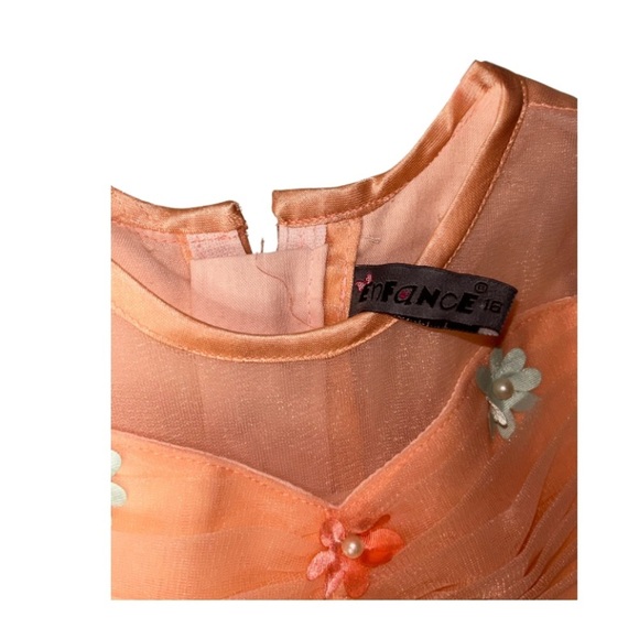 Peach Tulle Flower Girl Dress (Enfance, Size 16) - Picture 4 of 6